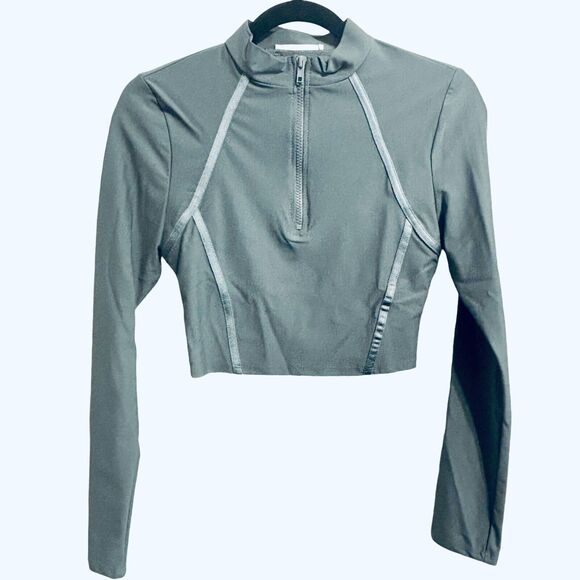 Cherry Mellow 2pc Jacket & Leggings Set Sz Large Gray 1/2 Zip Mock Neck Piping - Picture 3 of 7